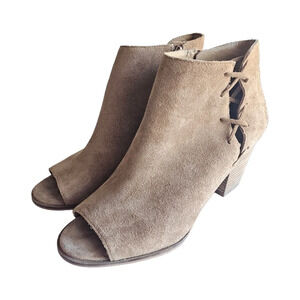 Lucky Brand Brown Open-Toe Ankle Booties